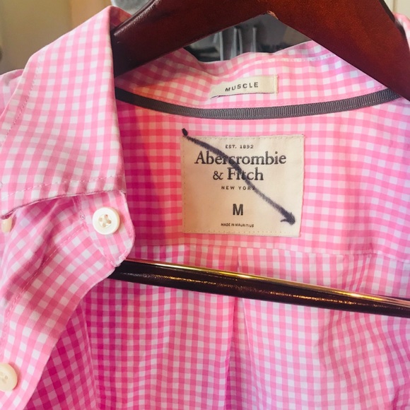 Pink Check A&F Button Down - Picture 2 of 2